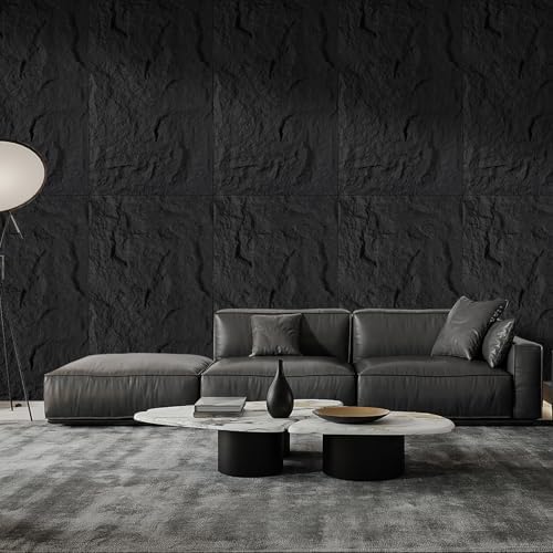 4Pcs Faux Stone Wall Panel 43.3''x23.6'', Lava Stone Design - Image 3