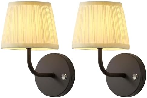 PUSU Cordless Black H9.6 inch Small Wall Sconces Set of 2, LED Wall Lamp by PUSU