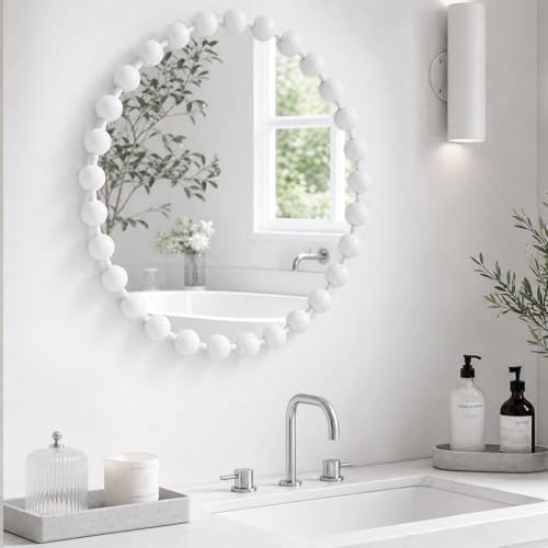 Madison Park 27 inch White Round Mirror, Round Mirrors by MADISONPARK
