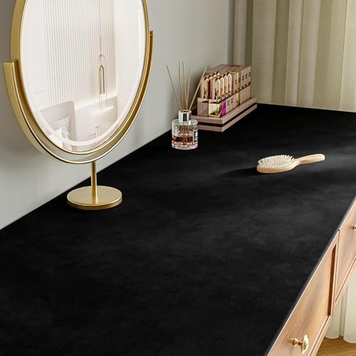 15.8"x237" Black Peel and Stick Velvet Wallpaper Self Adhesive Flocking Liner - Image 4