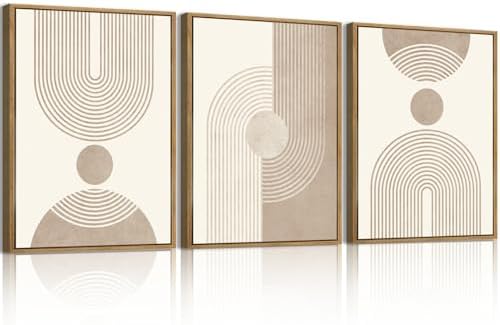 BINCUE Neutral Abstract Wall Art Boho Geometric Wall Decor Mid Century Modern by BINCUE