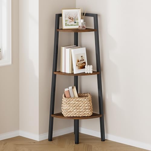Hoctieon Corner Shelf, 3-Tier 40" Tall Corner Bookshelf, Rustic Ladder Shelf by Hoctieon