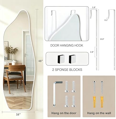 48"x16" Full Length Door Mirror, Dolphin Hanging Mirror - Image 2