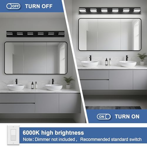 Modern LED Black Acrylic Bathroom Lights Fixtures 6-Light - Image 3