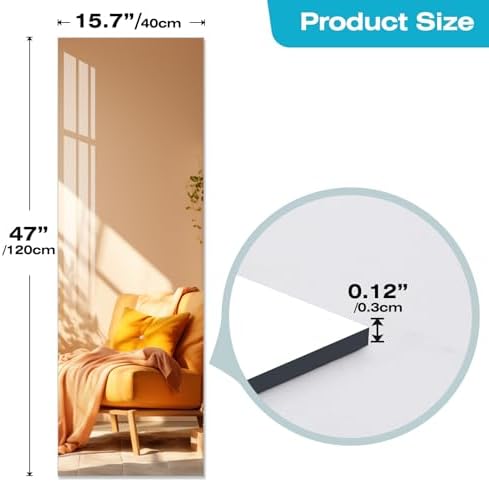 Full Length Mirror, 47.25x15.75 Inch Acrylic Shatterproof Soft Mirrors - Image 3