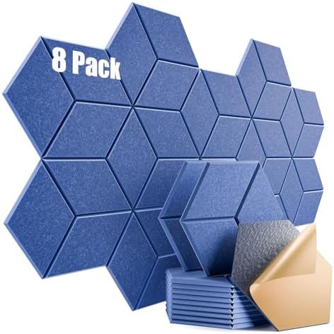 8 Pack Self-Adhesive Acoustic Panels 12" X 10" X 0.4" by Dailycooper