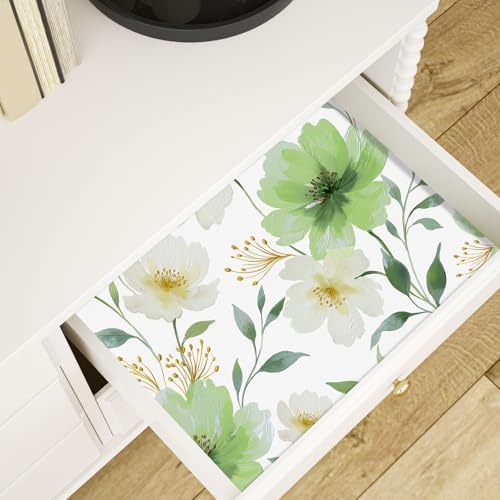 ILHIIOR Green/White Floral Peel and Stick Wallpaper Boho 17.5 x118 Inches - Image 3