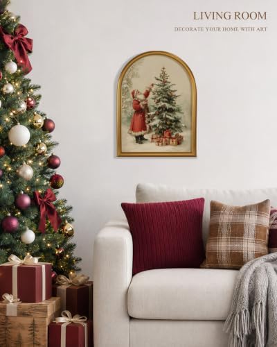 VIYYIEA Gold Framed Wall Art, Santa Claus and Tree - Image 4