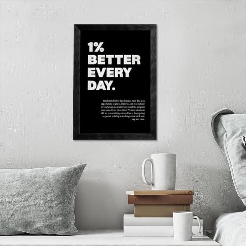 Black Framed 1% Better Every Day Motivational Canvas Wall Art, Growth Mindset - Image 4