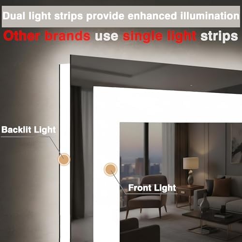 EchosLife 72"x40" Large LED Bathroom Mirror - Image 3