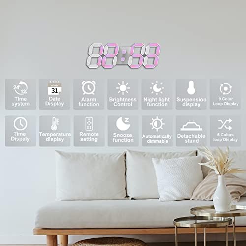 Deeyaple Led Digital Alarm Clock 3D Small Wall Clock Snooze Dimmable Time - Image 2