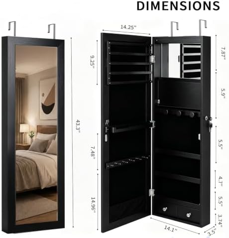 Over the Door Jewelry Organizer, Wall Mounted Jewelry Cabinet - Image 4