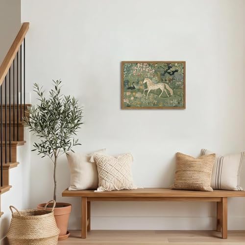 Funny Horse Wall Art, Whimsical Woodland Horse Wall Decor Painting Cute Animal - Image 5