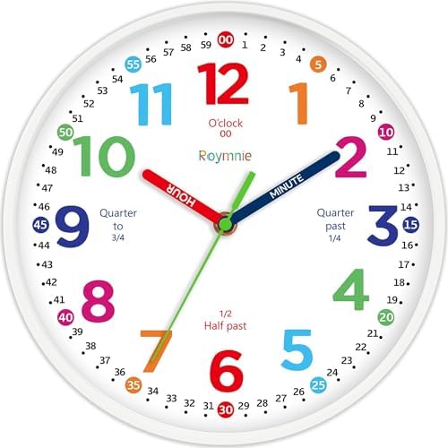 Roymnie Wall Clock 10" for Kids Learning Teaching Silent Battery Operated by Unknown