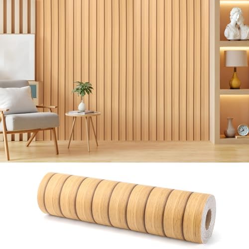 Thick Peel and Stick Slat Wall Panel Self-Adhesive 3D Wood Grain Yellow by AILOOCEDI