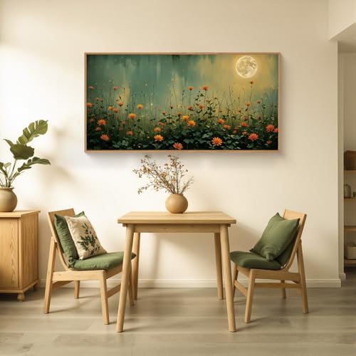 HOURIA Mystical Midnight Wildflower Framed Canvas Wall Art Set- 20"×40"×1 - Image 3