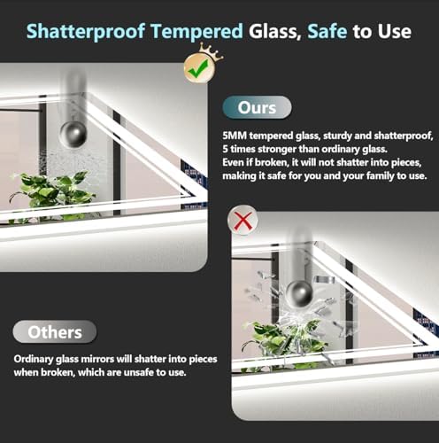 84x40 LED Bathroom Mirror, Backlit & Front Lit Lighted Mirror - Image 6