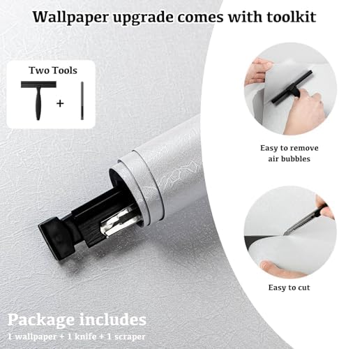 White Textured Wallpaper Peel and Stick Silk Embossed Vinyl Contact Paper - Image 4