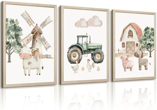 Nursery Farm Animal Wall Art Decor Baby Animal Canvas Prints Nursery Kids by Unknown