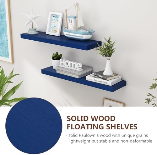 fuqing 30 Inch Floating Shelves, 6.7 Inch Deep Blue Wall Shelves Set of 2 - Image 4