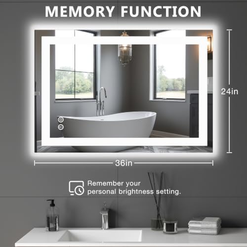 DUMOS 24.1"x36.1" LED Bathroom Mirror, Bathroom Vanity Mirror - Image 2