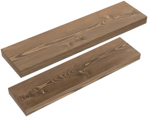 Solid Wood Floating Shelves for Wall 24 Inch Walnut, Wooden Bathroom Shelf - Image 4