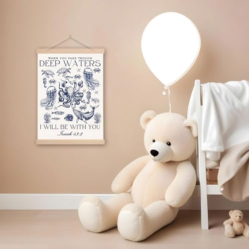 DNEULYR Marine Life Christian Canvas Wall Art, Isaiah 43:2 Bible Verse Wall - Image 2