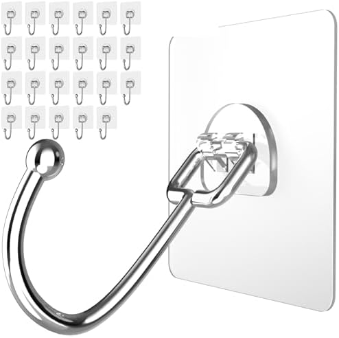 Latoxcaa 24-Pack Transparent Heavy Duty Adhesive Hooks by Latoxcaa-SpaceMaster