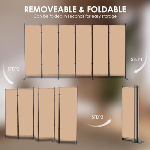 RANTILA 6 Panel Room Divider, 6 FT Folding Privacy Screen - Image 3