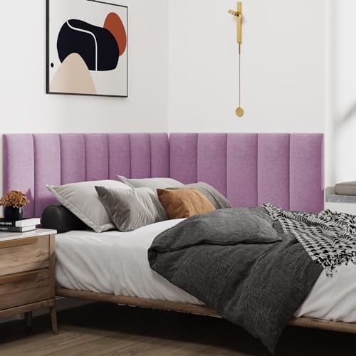 IFNOW Wall Mounted Headboard, Peel and Stick Panels, Dark Pink - Image 5