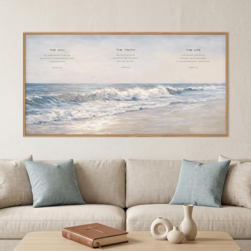 HOURIA The Way The Truth The Life Scripture Framed Canvas Wall Art Set - Image 2