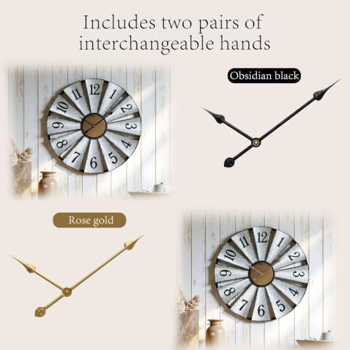 Vantic 30'' Windmill Large Wall Clock, Distressed Metal Clock - Image 7