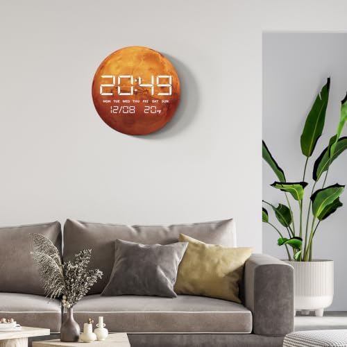 Digital Wall Clock, LED Mars Design, Temperature Display - Image 7
