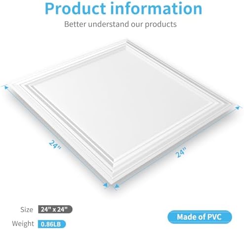 Art3d 24-Pack Waterproof Drop Relief Ceiling Tiles, 24 x 24 in - Image 4