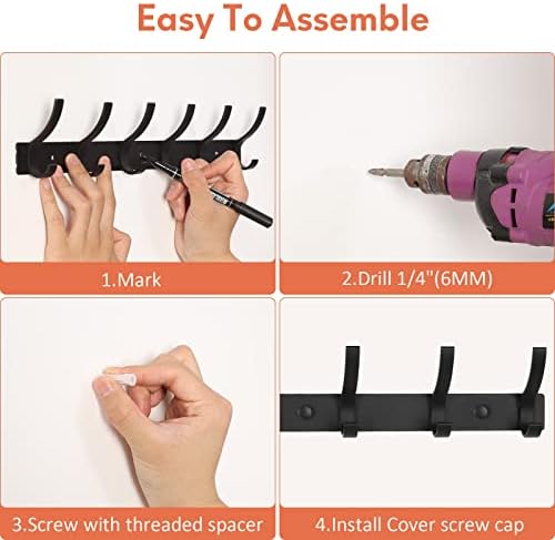 Optish 4 Pack Coat Rack Wall Mount, Coat Hooks Wall Mount, Wall Hooks - Image 4