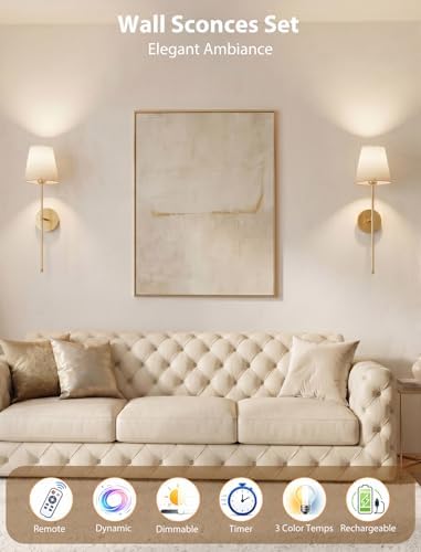 Wall Sconces Set of Two Rechargeable Cordless Wall Decor - Image 3