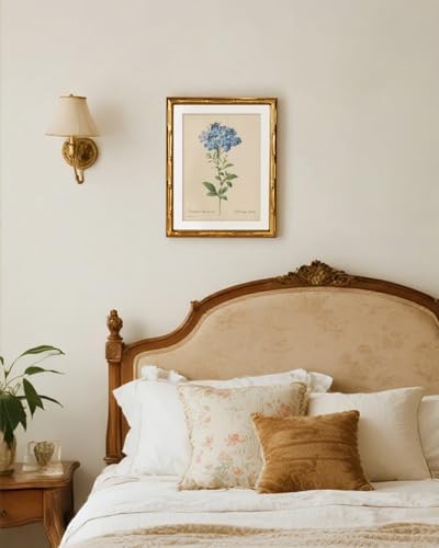 InSimSea Gold Bamboo Framed Wall Art, Vintage Blue Botanical Prints - Image 4