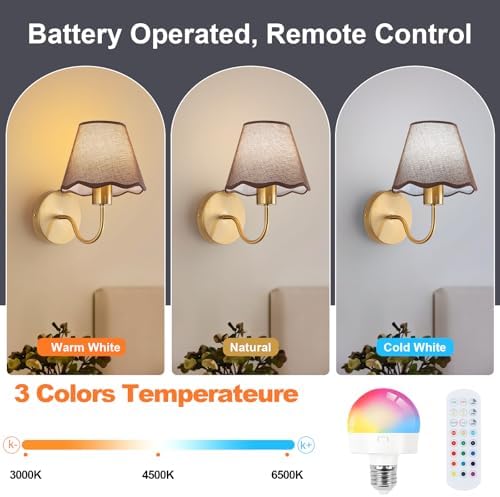 ADISUN Battery Operated Wall Sconce Set of 2, Wireless Wall Lights - Image 3