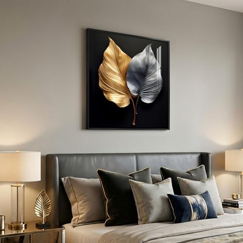 Framed Modern Gold and Silver Elegant Luxury Wall Art Decor, 24x24 In - Image 4