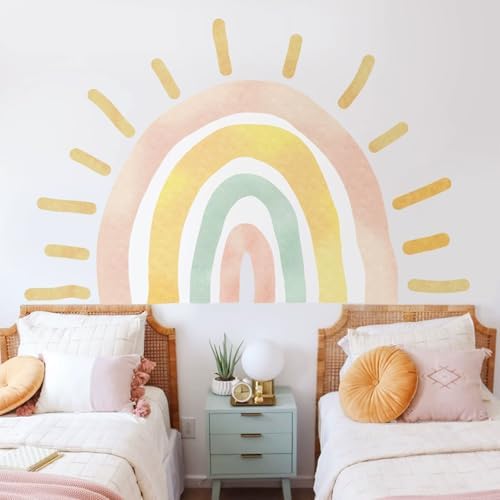 94.49x62.6in Boho Large Sun Kids Nursery Fabric Wallpaper Wall Stickers by Liwo