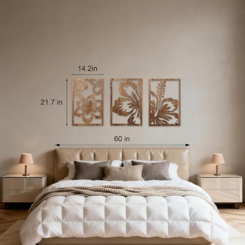 Motivilla Wood Wall Art Set of 3, Dark Floral Decor - Image 5