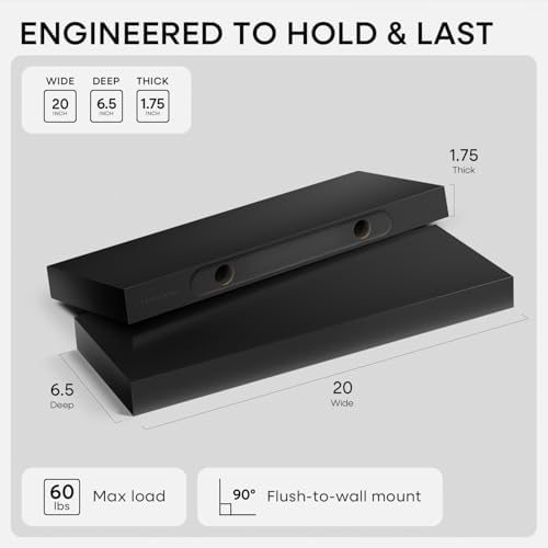 Homeforia 20 Inch Floating Shelves, High-End Solid Pine Wood - Image 2