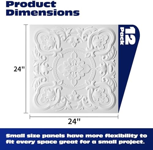 Art3dwallpanels Drop Ceiling Tiles, 24 x 24 Inch, 12 Pack - Image 2