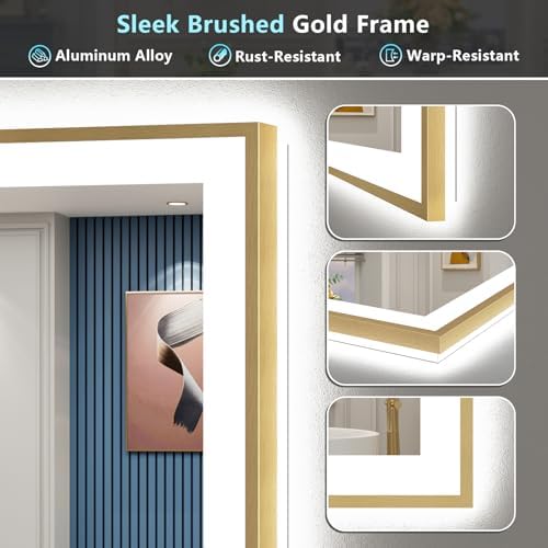 60x38 Gold LED Bathroom Mirror - Image 6