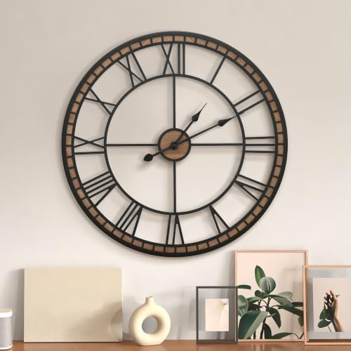 Micasso Large Wall Clock Decorative: 24 inch Farmhouse Battery Operated by Micasso
