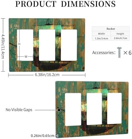 Light Switch Covers Rustic Green Wood Grain Sailboat 3 Gang Rocker Electrical - Image 5