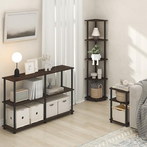 Furinno Turn-N-Tube Corner Shelf, 5-Tier Corner Bookshelf, Open Storage Shelves - Image 5