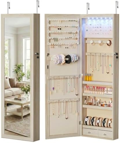 DUMOS 6 LEDs Mirror Jewelry Organizer Cabinet, Jewelry Armoire, 47.2 Inch by DumosLifestyle