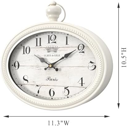 Retro Oval Wall Clock. White Vintage Antique Style - Image 2
