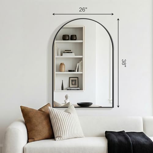 FGU Arched Bathroom Mirror for Over Sink 38"x26" Black Vanity Mirror - Image 6